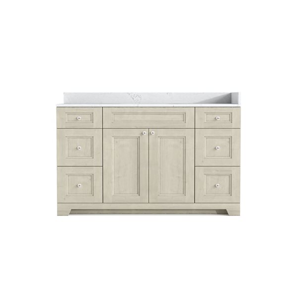LUKX CB Vanity 60-in Beige 1-Sink Bathroom Vanity with Quartz Top