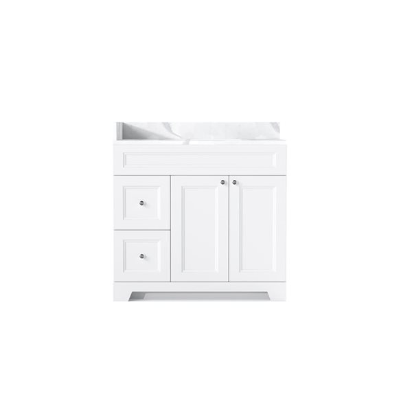 LUKX CB Vanity 42-in Left White 1-Sink Bathroom Vanity with Quartz Top in Marble