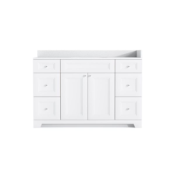 LUKX CB Vanity 60-in Step Shaker White 1-Sink Bathroom Vanity with Quartz Top