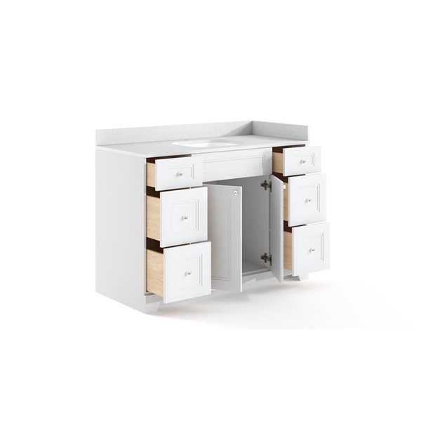 LUKX CB Vanity 60-in Step Shaker White 1-Sink Bathroom Vanity with Quartz Top
