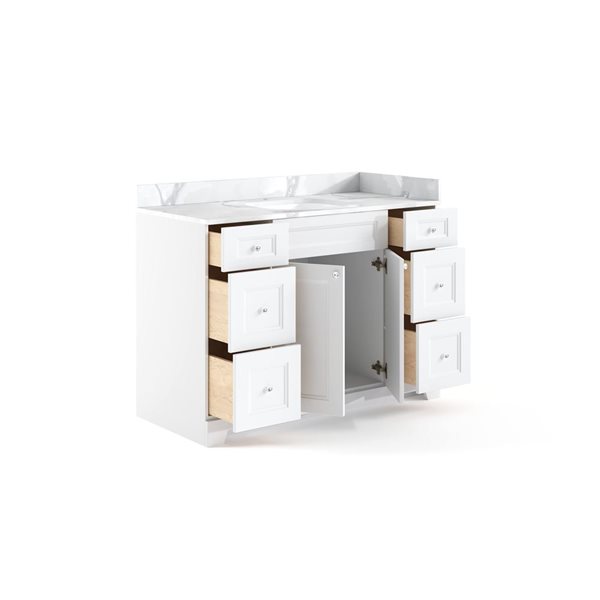 CB Vanity 48-in White 1-Sink Bathroom Vanity with Quartz Top in Marble