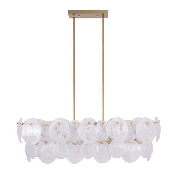 Artcraft Lighting Lily 7-Light Island Light w/ Wispy White Murano Style Glass Shade - Brushed Brass