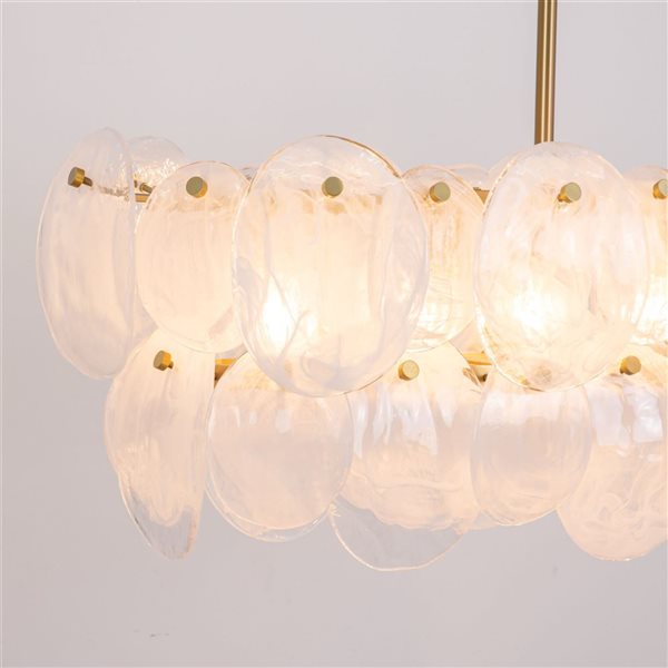 Artcraft Lighting Lily 7-Light Island Light w/ Wispy White Murano Style Glass Shade - Brushed Brass