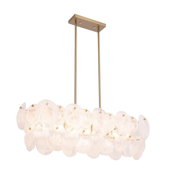 Artcraft Lighting Lily 7-Light Island Light w/ Wispy White Murano Style Glass Shade - Brushed Brass