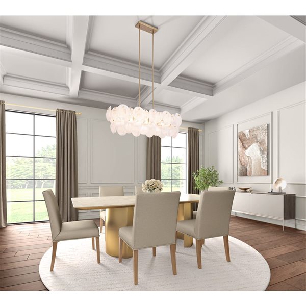 Artcraft Lighting Lily 7-Light Island Light w/ Wispy White Murano Style Glass Shade - Brushed Brass