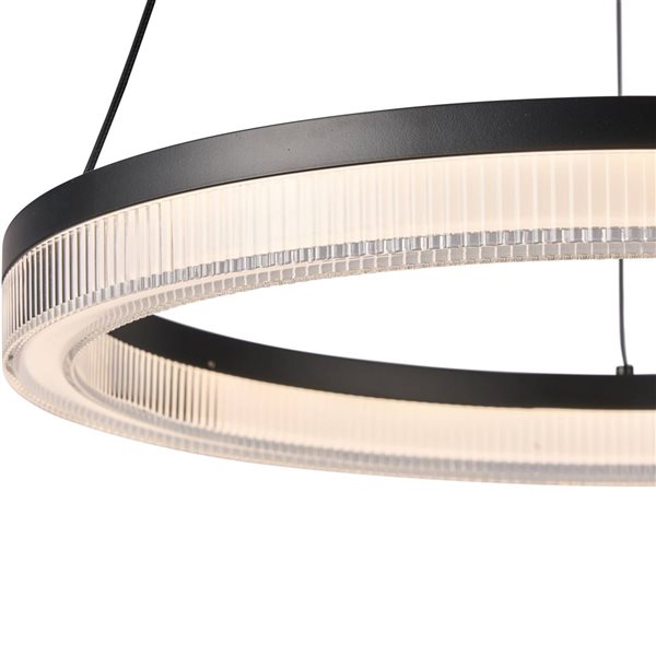 Artcraft Lighting Ari Integrated LED Pendant w/ Ribbed Clear Diffuser Shade - Black