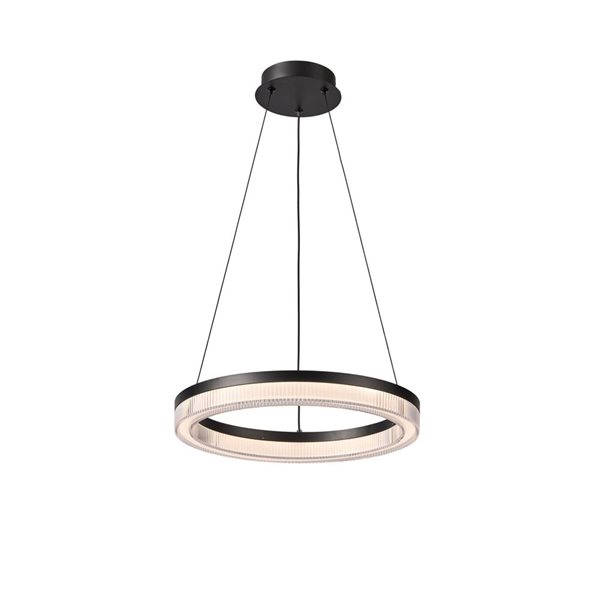 Artcraft Lighting Ari Integrated LED Pendant w/ Ribbed Clear Diffuser Shade - Black