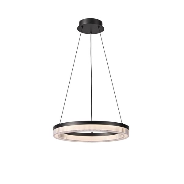Artcraft Lighting Ari Integrated LED Pendant w/ Ribbed Clear Diffuser Shade - Black