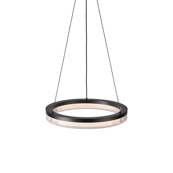 Artcraft Lighting Ari Integrated LED Pendant w/ Ribbed Clear Diffuser Shade - Black