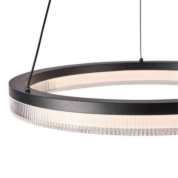 Artcraft Lighting Ari Integrated LED Pendant w/ Ribbed Clear Diffuser Shade - Black