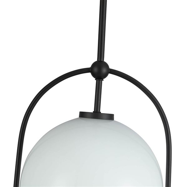 Artcraft Lighting Dahlia 1-Light 11.5-in Pendant w/ White Glass Shade - Black