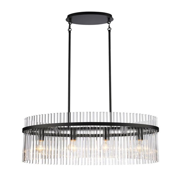 Artcraft Lighting Ava 4-Light Island Light w/ Clear Glass Rods Shade - Black