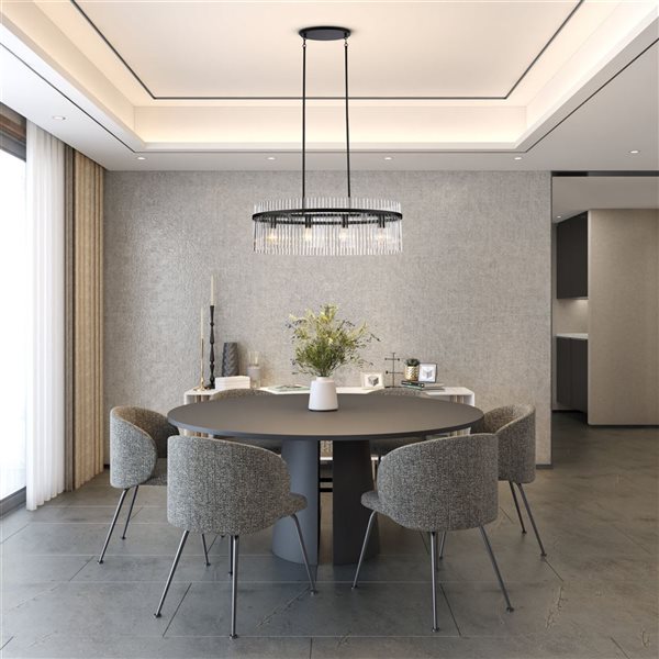 Artcraft Lighting Ava 4-Light Island Light w/ Clear Glass Rods Shade - Black