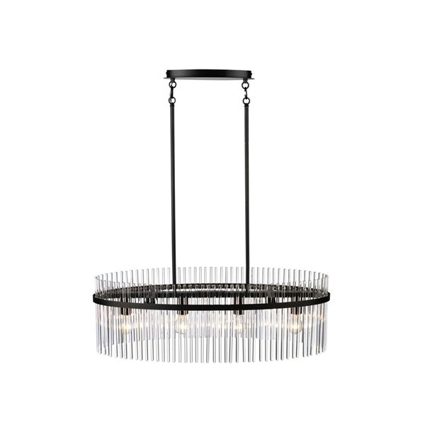 Artcraft Lighting Ava 4-Light Island Light w/ Clear Glass Rods Shade - Black