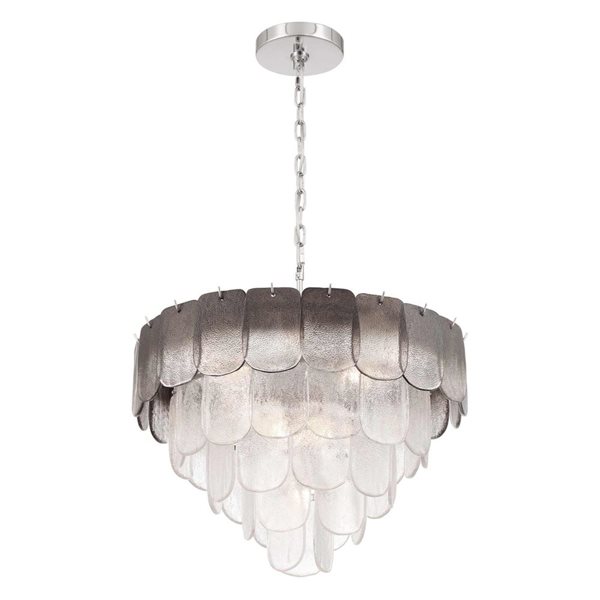 Artcraft Lighting Bianca 12-Light 25-in Chandelier w/ Smoked Piastra Type Glass - Polished Nickel