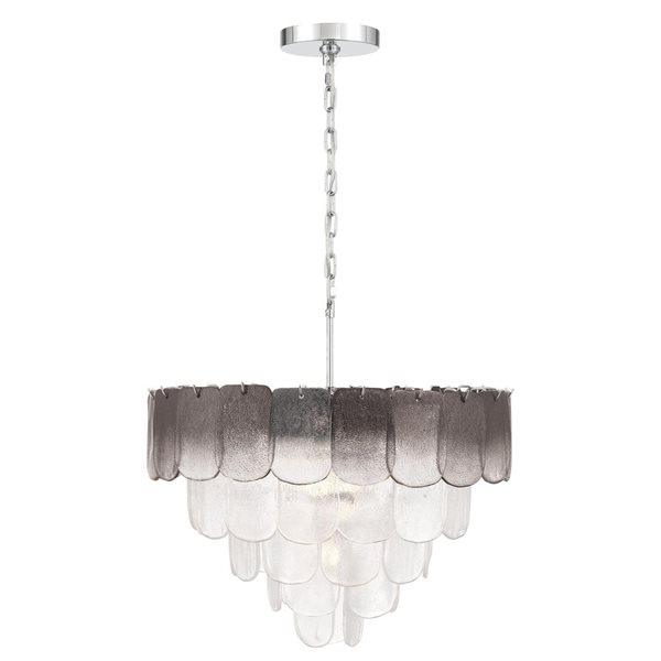 Artcraft Lighting Bianca 12-Light 25-in Chandelier w/ Smoked Piastra Type Glass - Polished Nickel
