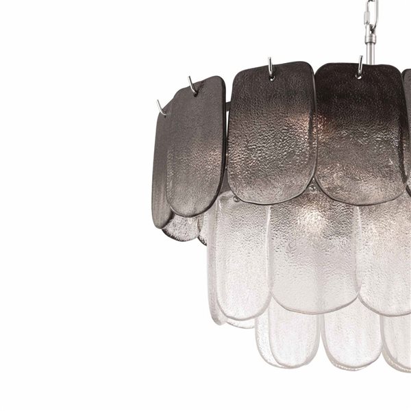 Artcraft Lighting Bianca 12-Light 25-in Chandelier w/ Smoked Piastra Type Glass - Polished Nickel