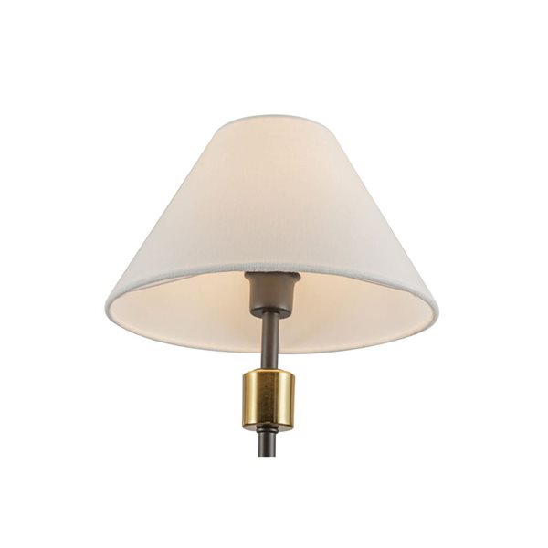 Artcraft Lighting Providence 8-Light Chandelier w/ White Fabric Shade - Black with Brushed Brass Accent