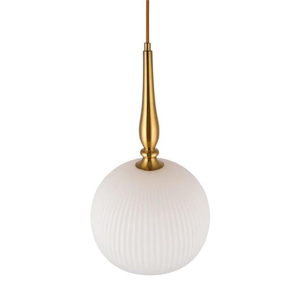 Artcraft Lighting Kate 1-Light Pendant w/ White Ribbed glass Shade - Brushed Brass