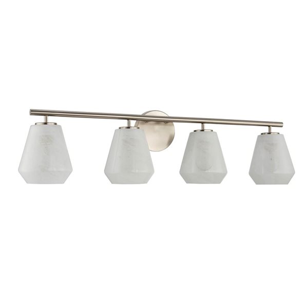 Artcraft Lighting Brooke 4-Light Bathroom Vanity w/ Wispy White Glass Shade - Brushed Nickel