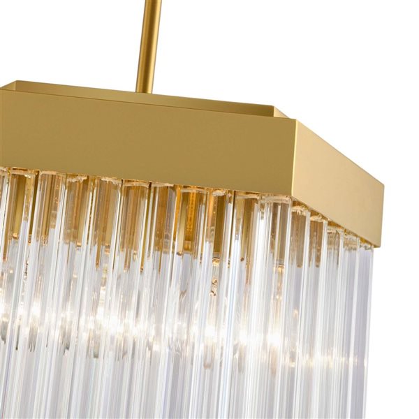 Artcraft Lighting Emma 3-Light Pendant w/ Clear Glass Rods Shade - Brushed Brass