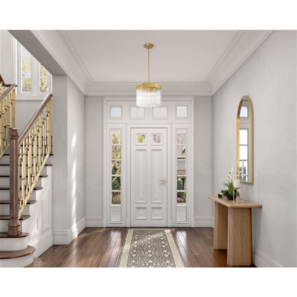 Artcraft Lighting Emma 3-Light Pendant w/ Clear Glass Rods Shade - Brushed Brass