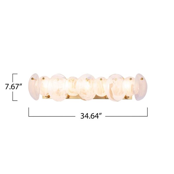 Artcraft Lighting Lily 5-Light Bathroom Vanity w/ Wispy White Murano Style Glass Shade - Brushed Brass