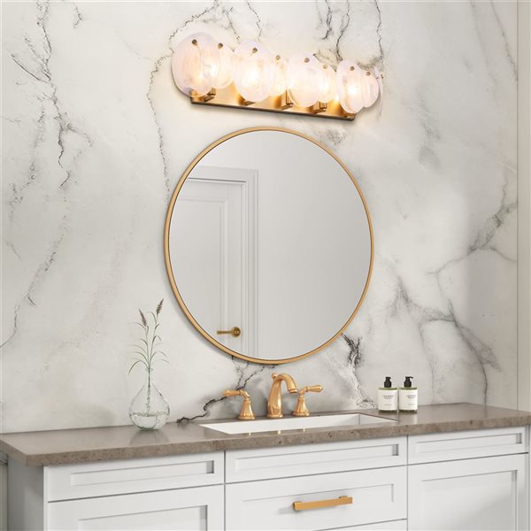Artcraft Lighting Lily 5-Light Bathroom Vanity w/ Wispy White Murano Style Glass Shade - Brushed Brass