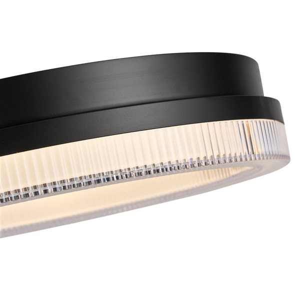 Artcraft Lighting Ari Integrated LED Flush Mount Ceiling Light w/ Ribbed Clear Diffuser Shade - Black