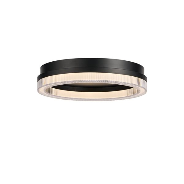 Artcraft Lighting Ari Integrated LED Flush Mount Ceiling Light w/ Ribbed Clear Diffuser Shade - Black
