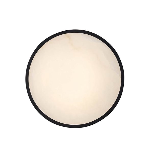 Artcraft Lighting Dax Integrated LED 12-in Flush Mount Ceiling Light w/ Alabaster Glass Diffuser Shade - Black with Brass Accent