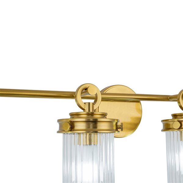 Artcraft Lighting Myla 4-Light Bathroom Vanity w/ Clear Ribbed Glass Diffuser Shade - Vintage Brass