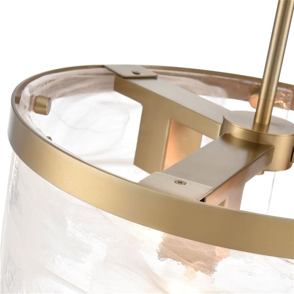 Artcraft Lighting Skye 3-Light 15-in Pendant w/ Wispy White Murano Style Alabaster Glass Shade - Brushed Brass