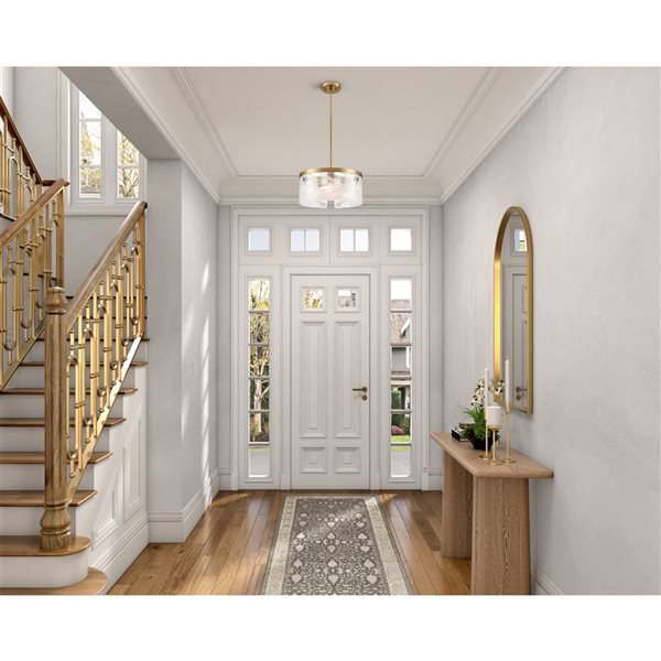 Artcraft Lighting Skye 3-Light 15-in Pendant w/ Wispy White Murano Style Alabaster Glass Shade - Brushed Brass