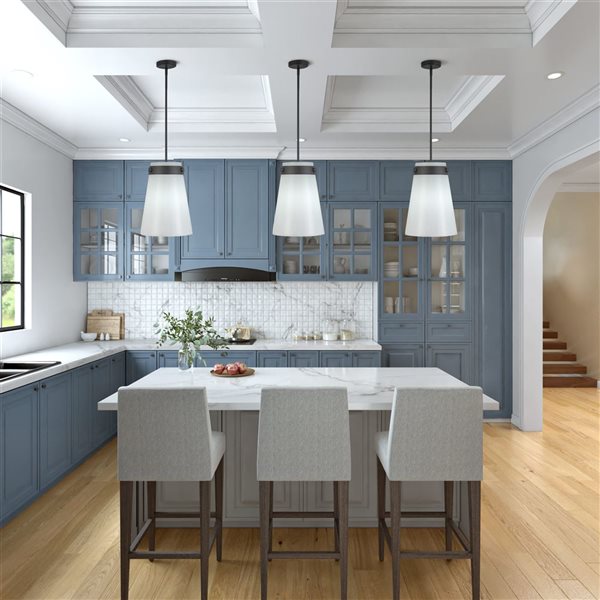 Artcraft Lighting Dahlia 1-Light 12-in Pendant w/ White Glass Shade - Black