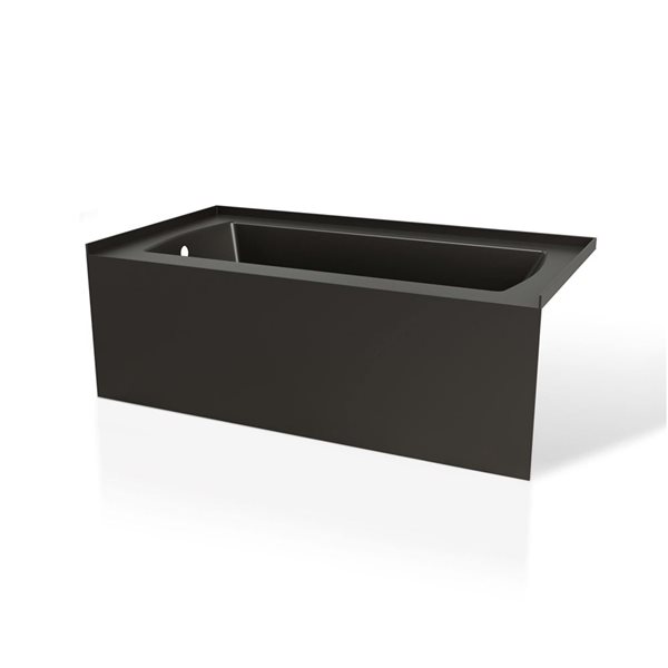 Valley Bath & Kitchen Emma 60 x 30-in Matte Black Shila Stone Alcove Skirted Bathtub - Left-Hand Drain