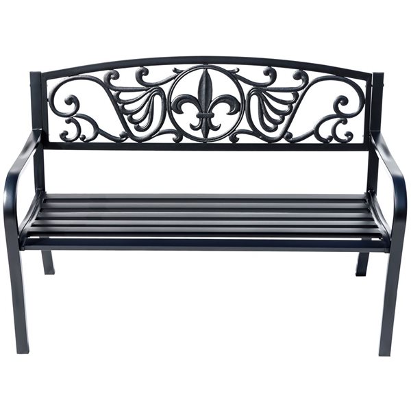 Hi-Line Gift LTD Black Steel and Cast Iron Garden Bench