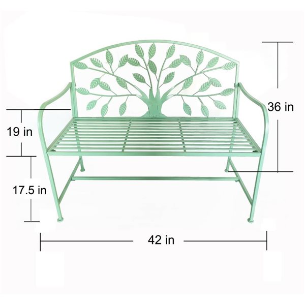 Hi-Line Gift LTD Blue Metal Tree Pattern Garden Bench