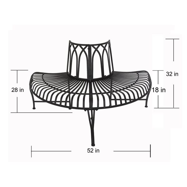 Hi-Line Gift LTD Black Semi-Circle Tree Wrap  Garden Bench