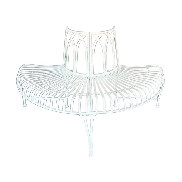 Hi-Line Gift LTD White Semi-Circle Tree Wrap Garden Bench