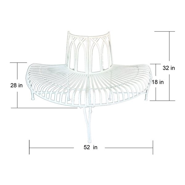 Hi-Line Gift LTD White Semi-Circle Tree Wrap Garden Bench