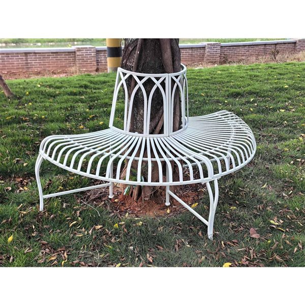 Hi-Line Gift LTD White Semi-Circle Tree Wrap Garden Bench