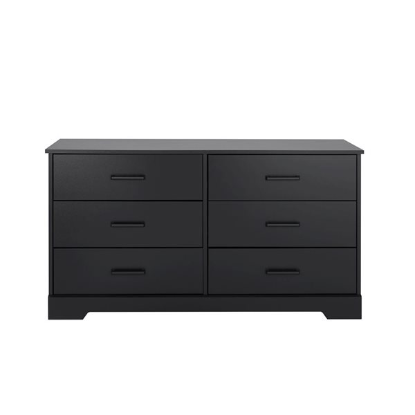 Prepac Rustic Ridge 53.25 W x 28.5-in H Black 6-Drawer Rustic Double Dresser w/ Black Metal Handles
