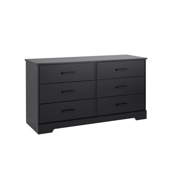 Prepac Rustic Ridge 53.25 W x 28.5-in H Black 6-Drawer Rustic Double Dresser w/ Black Metal Handles