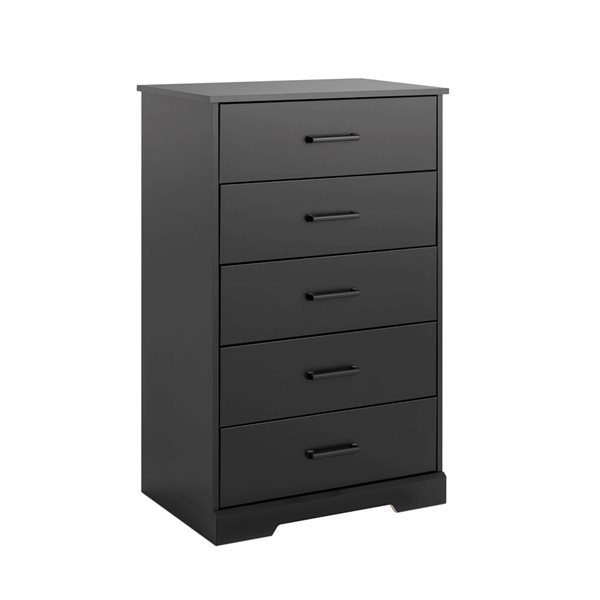 Prepac Rustic Ridge 27.5 W x 43.5-in H Black 5-Drawer Rustic Dresser w/ Black Metal Handles