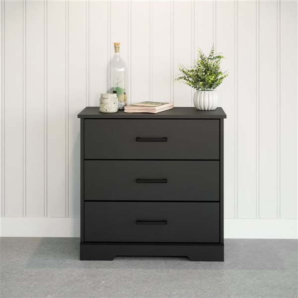 Prepac Rustic Ridge 16.25 D x 27.5 W x 26.75-in H Black Laminated Wood 3-Drawer Modern Nightstand
