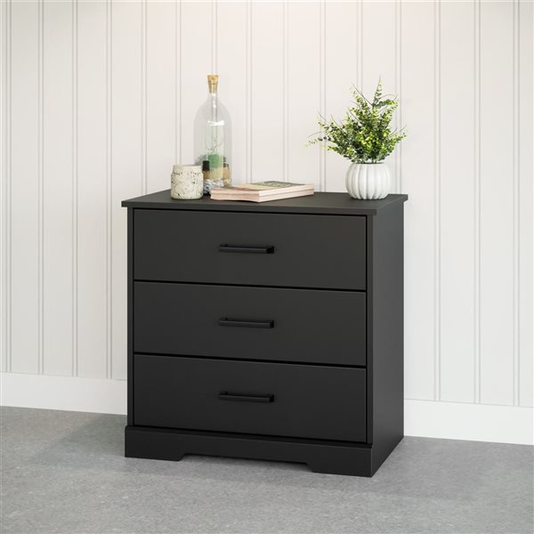 Prepac Rustic Ridge 16.25 D x 27.5 W x 26.75-in H Black Laminated Wood 3-Drawer Modern Nightstand