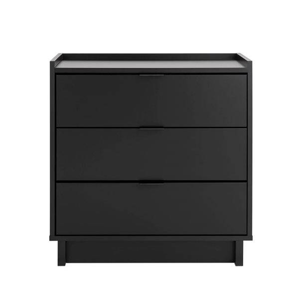 Prepac Simply Modern 16 D x 26.5 W x 26.75-in H Black Laminated Wood 3-Drawer Modern Nightstand