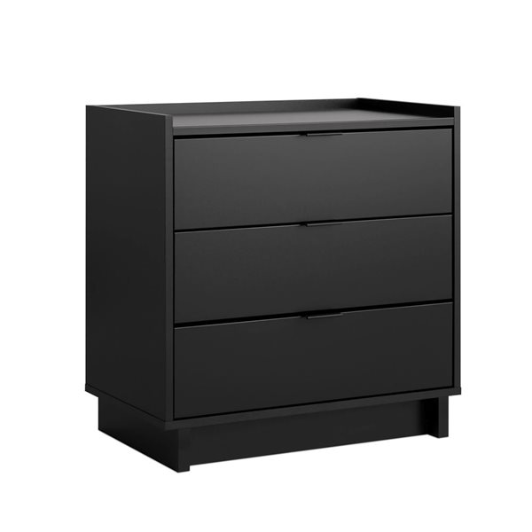 Prepac Simply Modern 16 D x 26.5 W x 26.75-in H Black Laminated Wood 3-Drawer Modern Nightstand