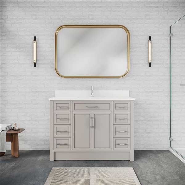 Spa Bathe Brook 48-in Single Bathroom Vanity w/ Drawer Organizer - Warm Grey